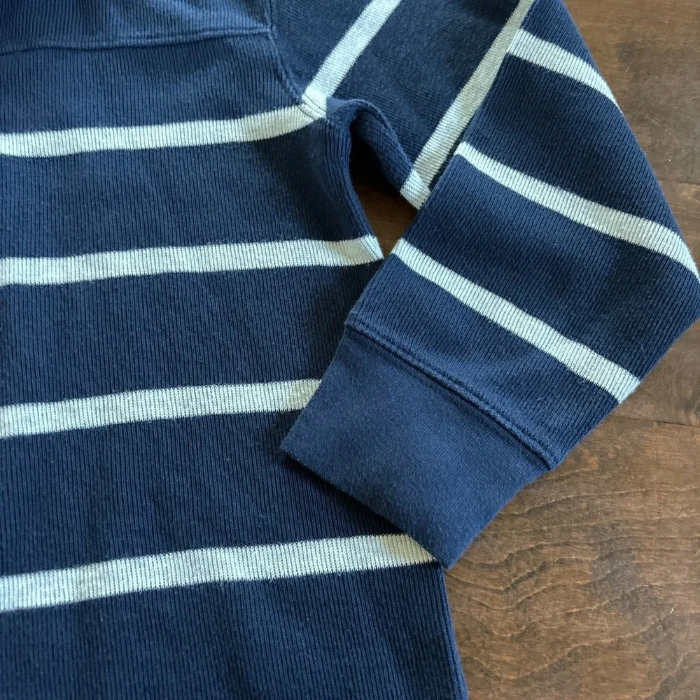 Gap Boys Sweater Size‎ Large 1/4 Zip Mock Neck Blue Striped Knit